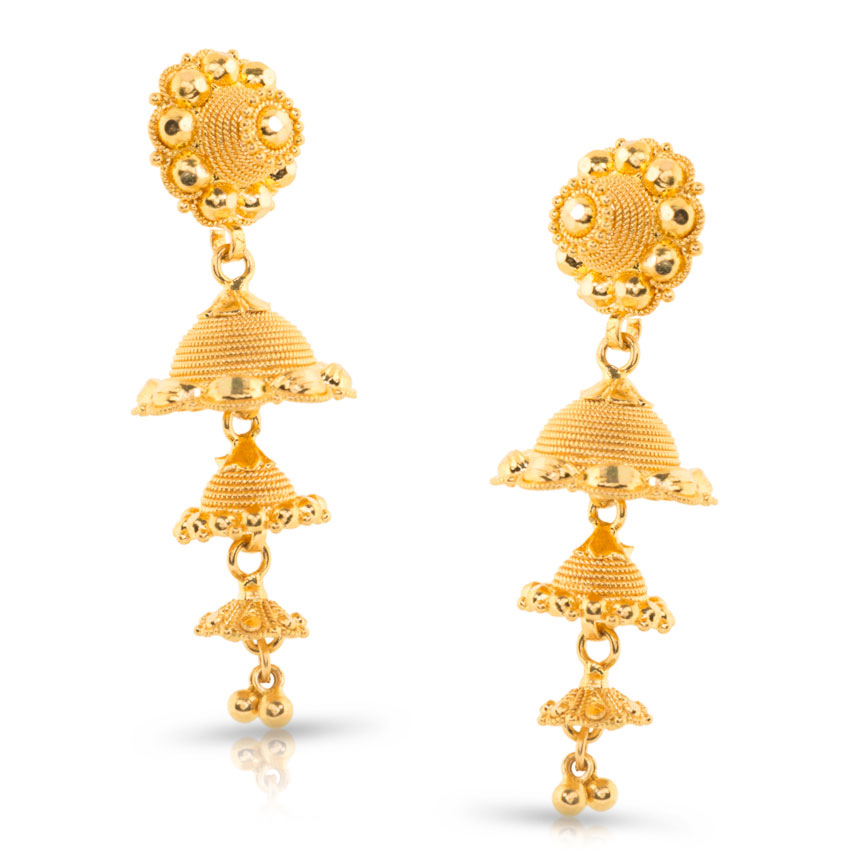 Lilly Beaded Gold Jhumkas
