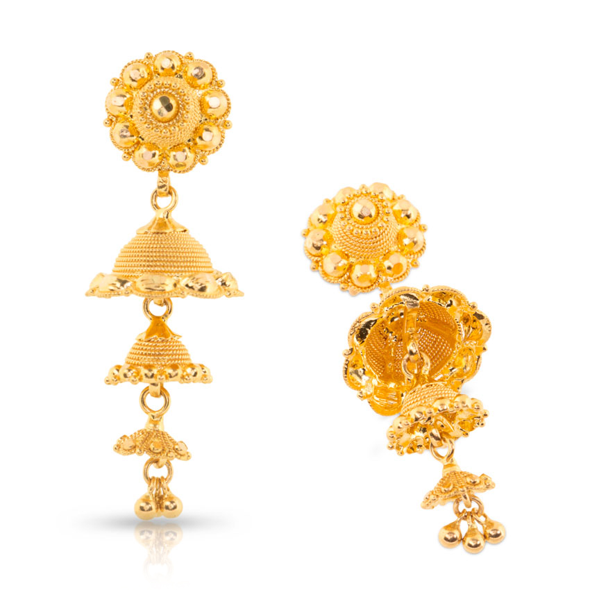 Lilly Beaded Gold Jhumkas