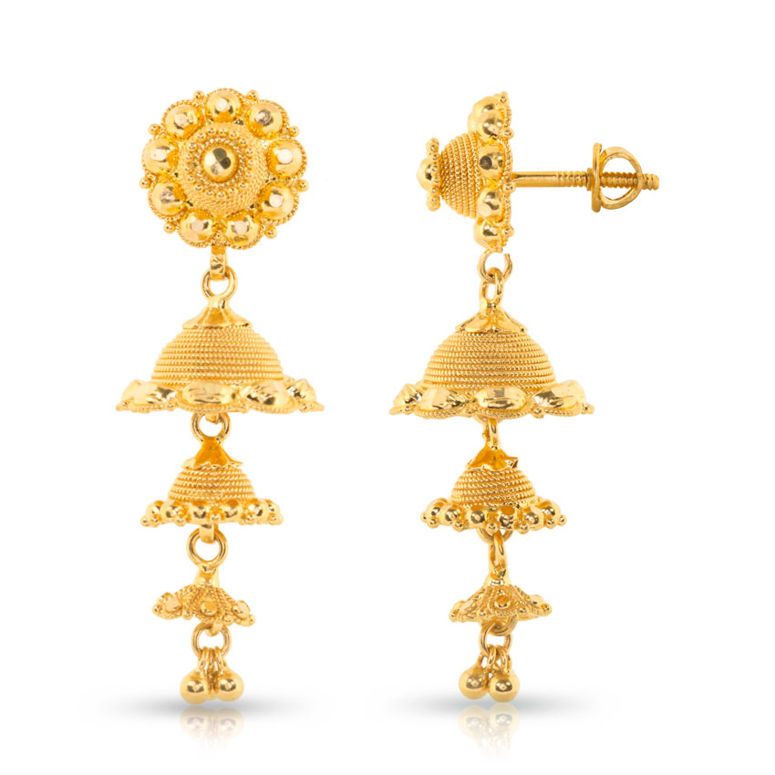 Lilly Beaded Gold Jhumkas