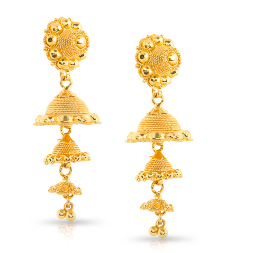 Lilly Beaded Gold Jhumkas