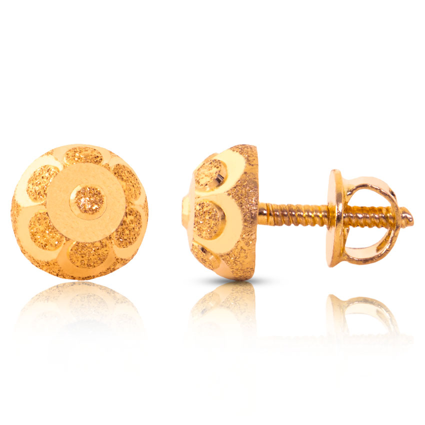 Gold Earrings 22 Karat Yellow Gold Golden Beads Stud Earrings