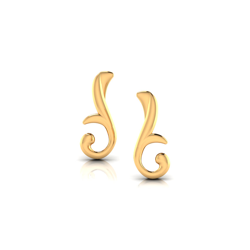 Patterned Gold Stud Earrings