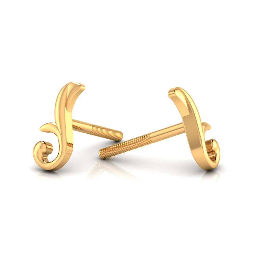 Patterned Gold Stud Earrings