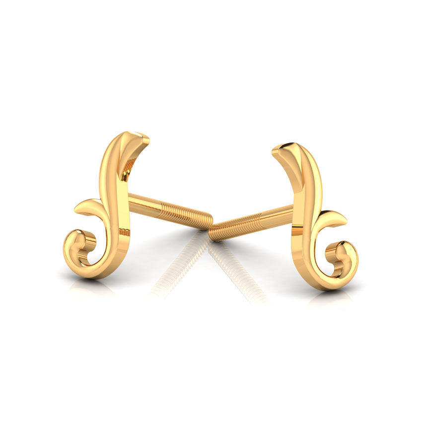 Patterned Gold Stud Earrings