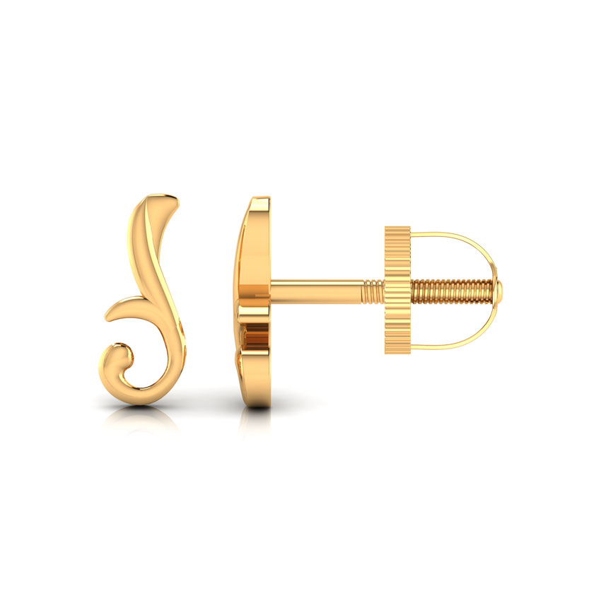 Patterned Gold Stud Earrings