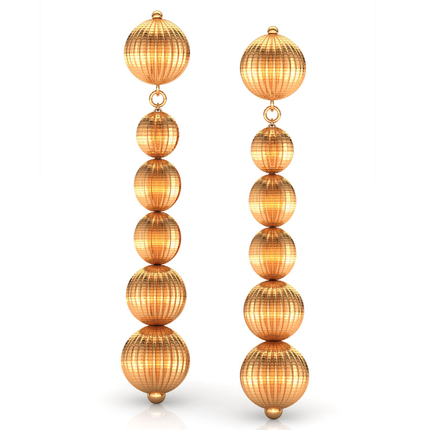 Six Beads Gold Drop Earrings