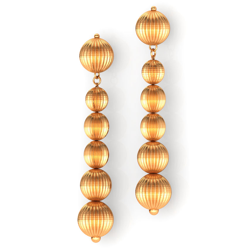 Six Beads Gold Drop Earrings