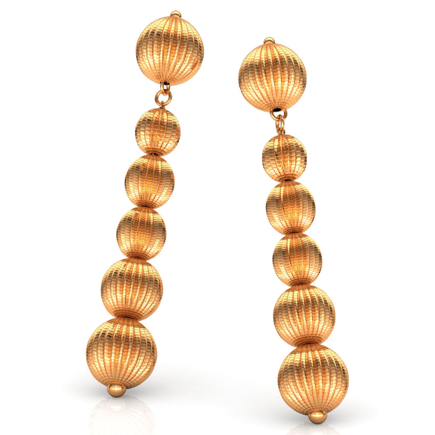 Six Beads Gold Drop Earrings