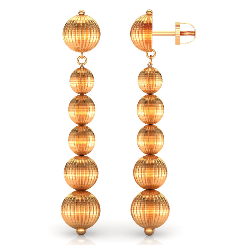 Six Beads Gold Drop Earrings