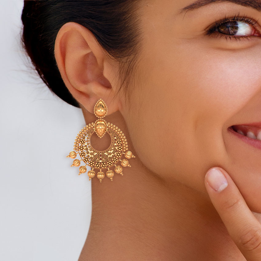 Gold Earrings 22 Karat Yellow Gold Sachita Gold Chand Bali