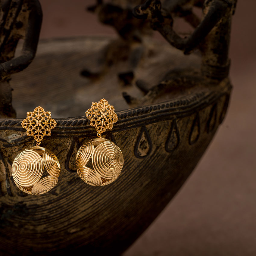 Dome Swirl Gold Drop Earrings Dome Swirl Gold Drop Earrings