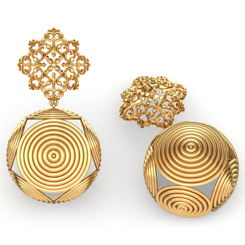 Dome Swirl Gold Drop Earrings Dome Swirl Gold Drop Earrings