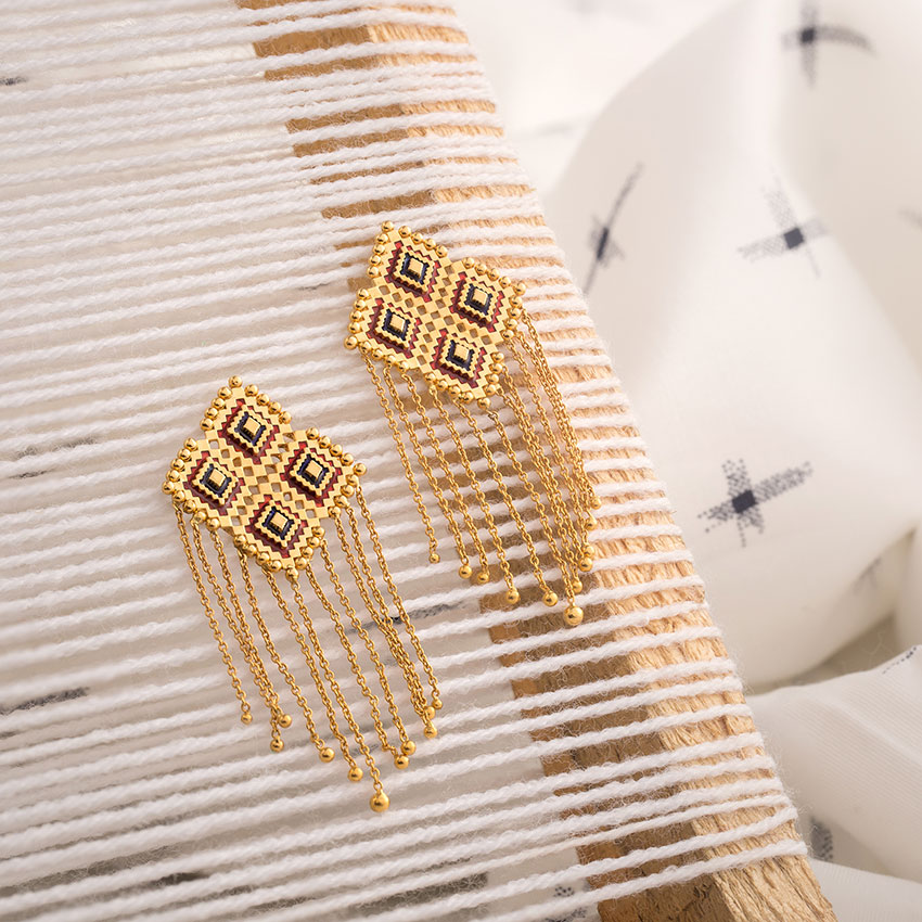 Graduating String Gold Drop Earrings