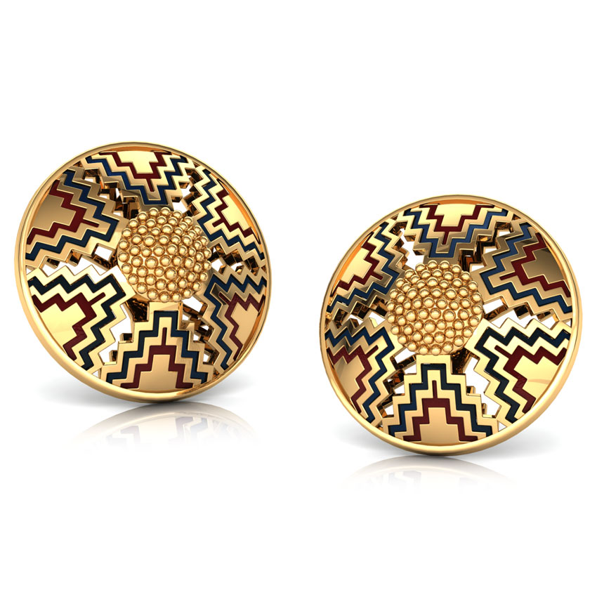 Mirror Maze Gold Stud Earrings
