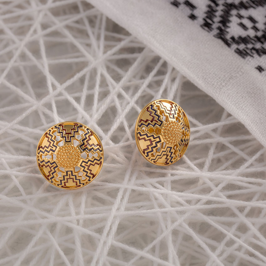 Mirror Maze Gold Stud Earrings