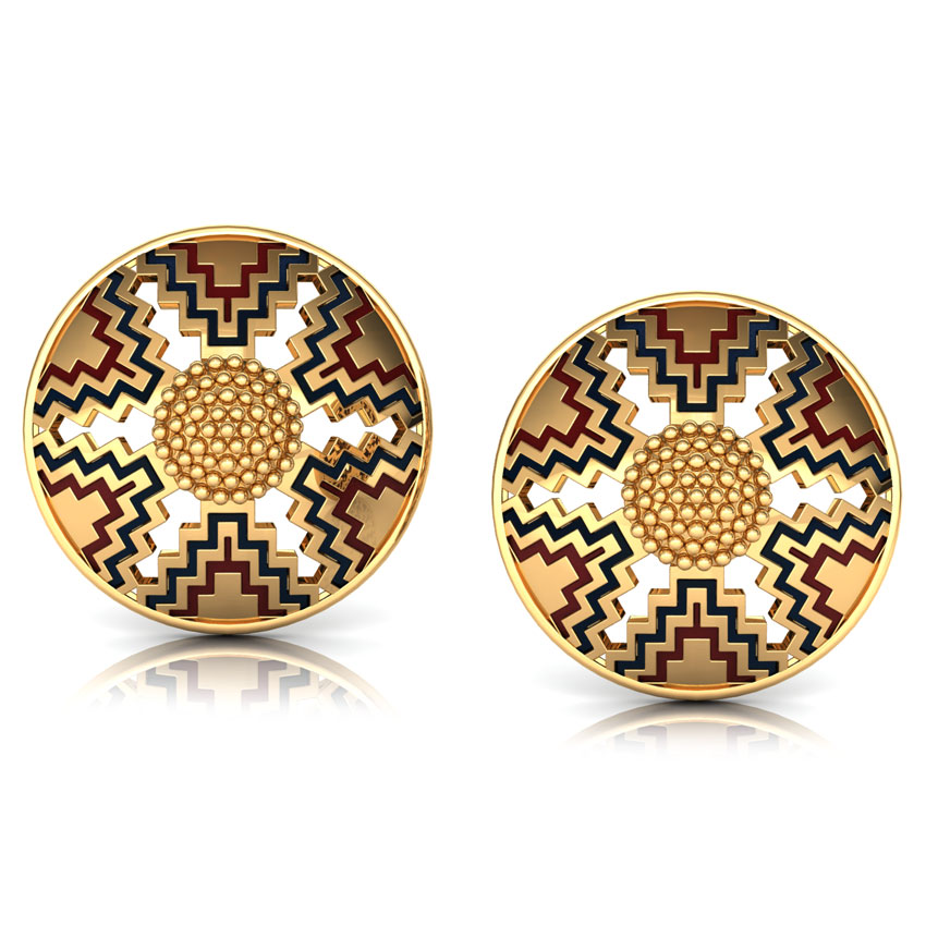 Mirror Maze Gold Stud Earrings