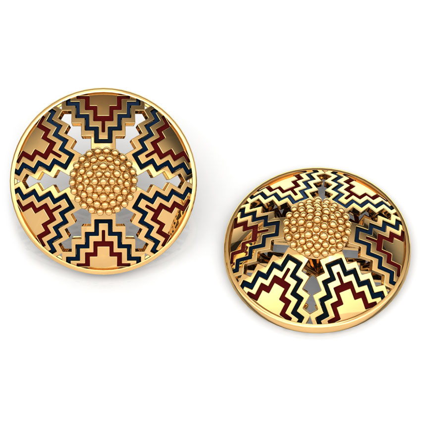 Mirror Maze Gold Stud Earrings