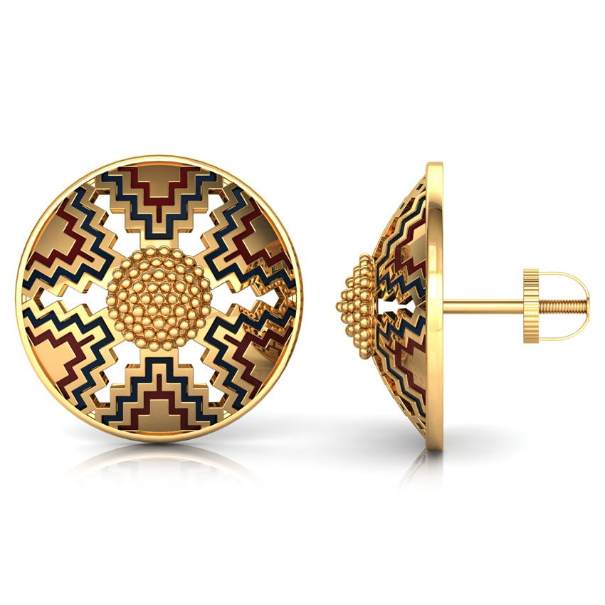 Mirror Maze Gold Stud Earrings