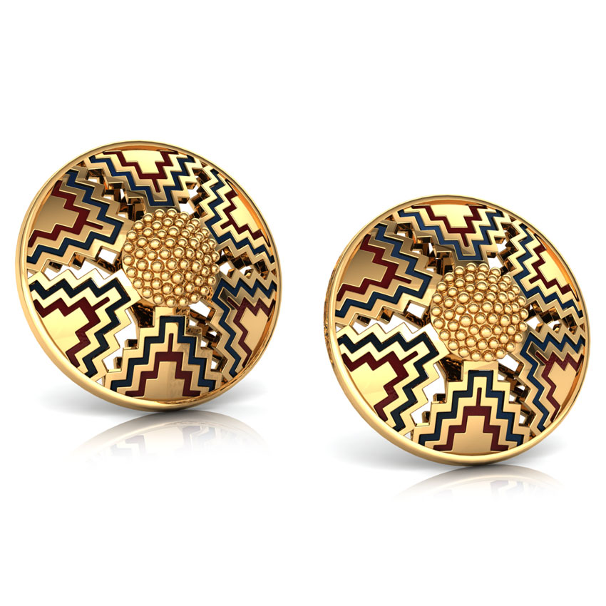 Mirror Maze Gold Stud Earrings