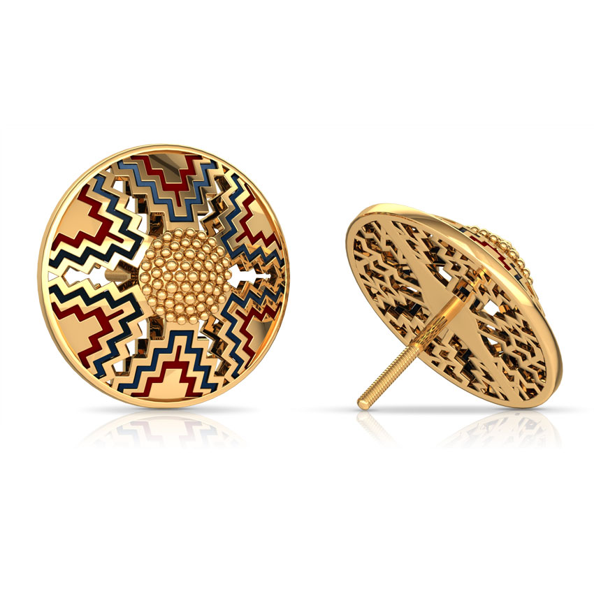 Mirror Maze Gold Stud Earrings