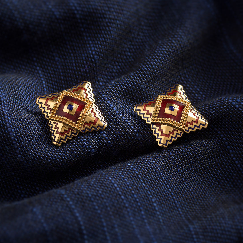 Square Gold Stud Earrings