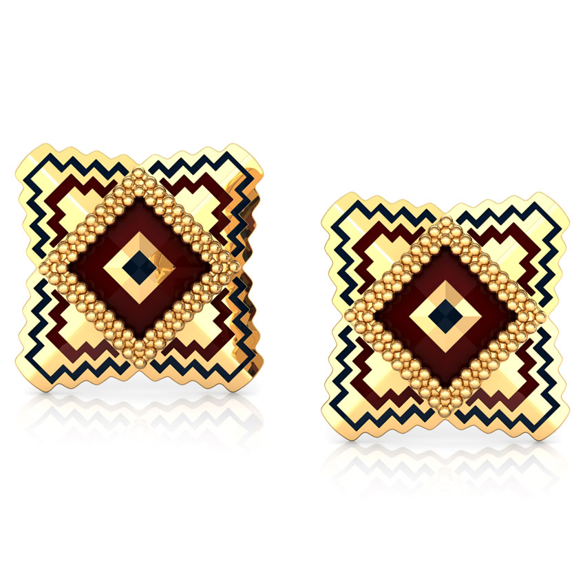 Square Gold Stud Earrings