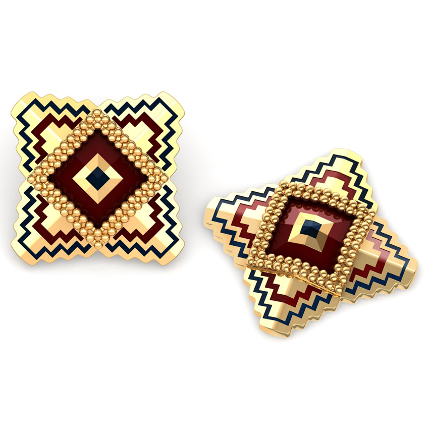 Square Gold Stud Earrings