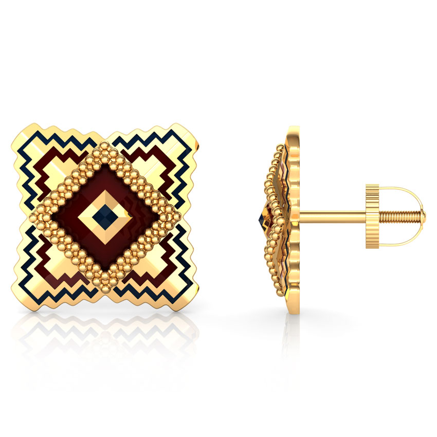 Square Gold Stud Earrings