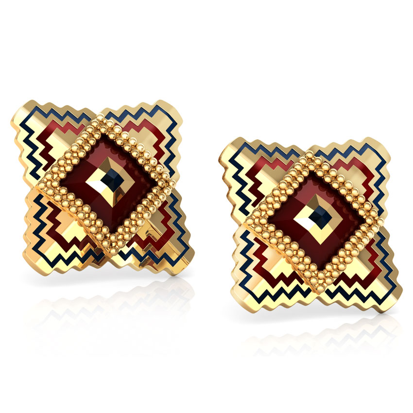 Square Gold Stud Earrings
