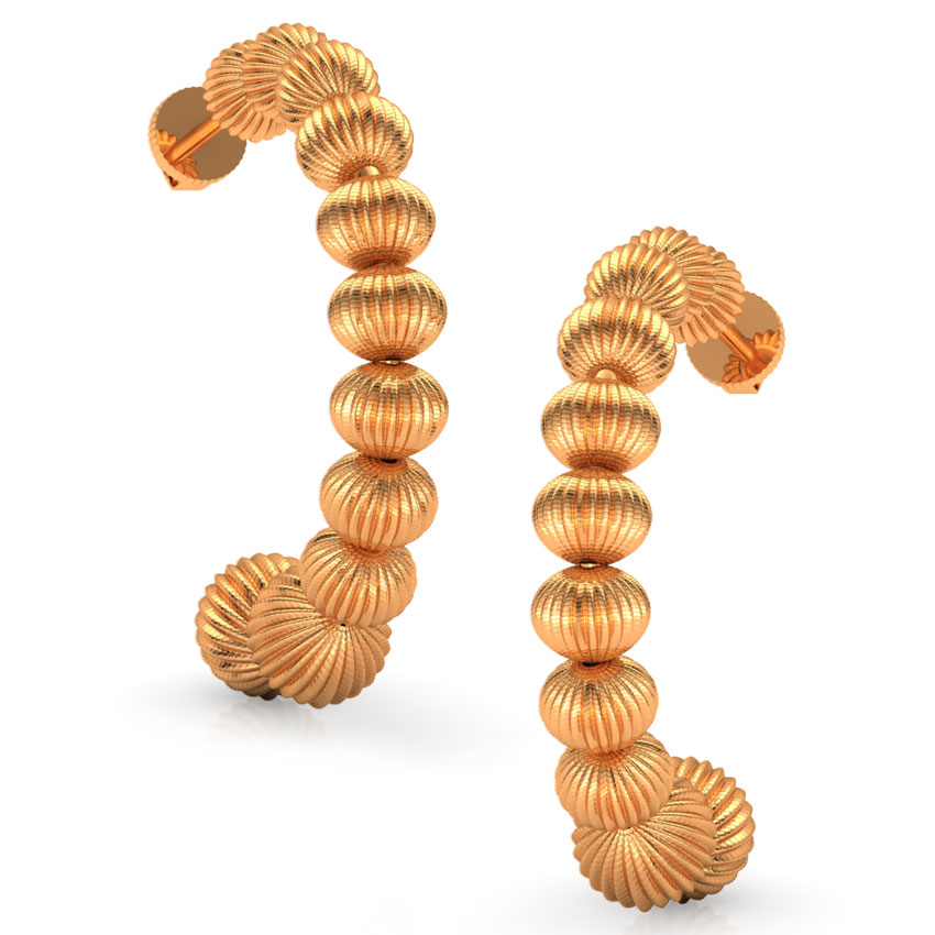 Ridged Beads Gold Hoop Earrings Ridged Beads Gold Hoop Earrings