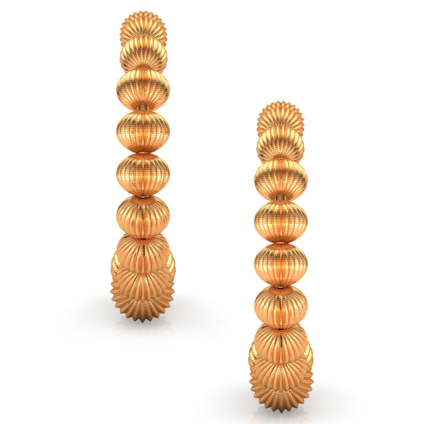 Ridged Beads Gold Hoop Earrings Ridged Beads Gold Hoop Earrings
