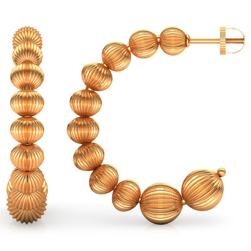 Ridged Beads Gold Hoop Earrings Ridged Beads Gold Hoop Earrings