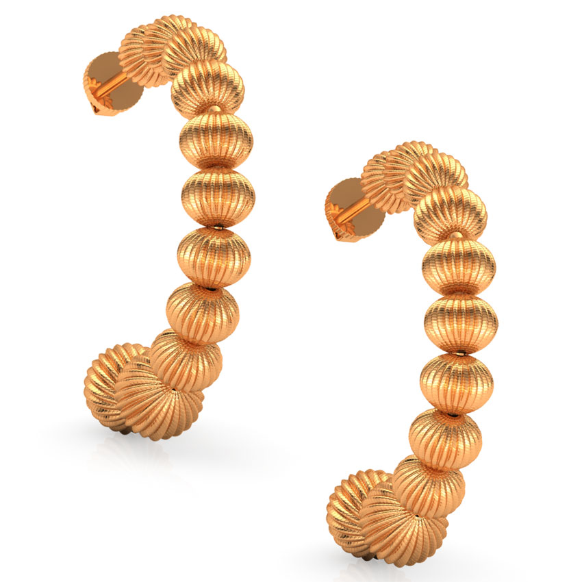 Ridged Beads Gold Hoop Earrings Ridged Beads Gold Hoop Earrings