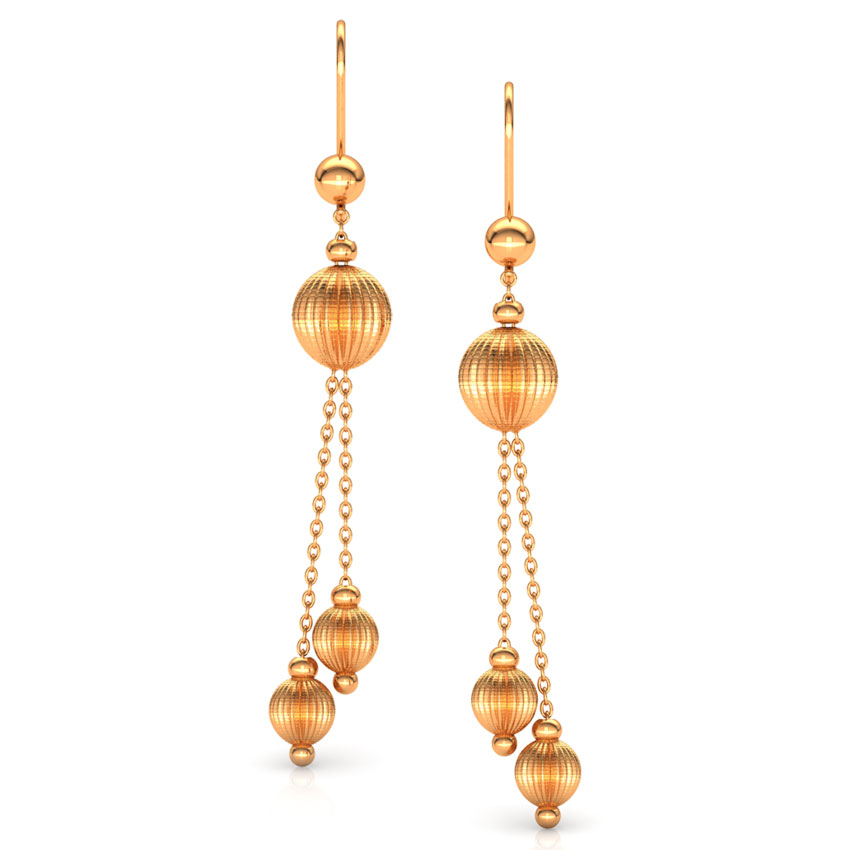 Dangling Beads Gold Drop Earrings