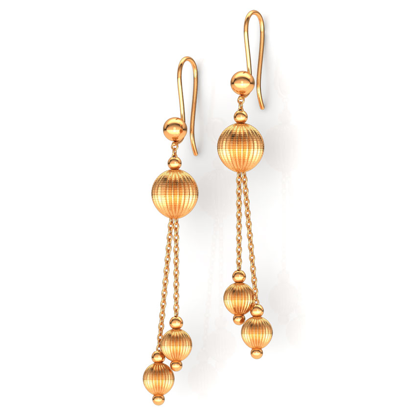 Dangling Beads Gold Drop Earrings