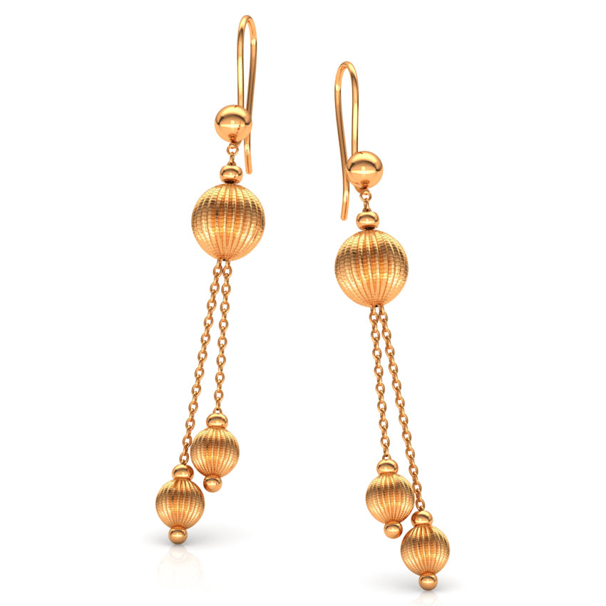 Dangling Beads Gold Drop Earrings