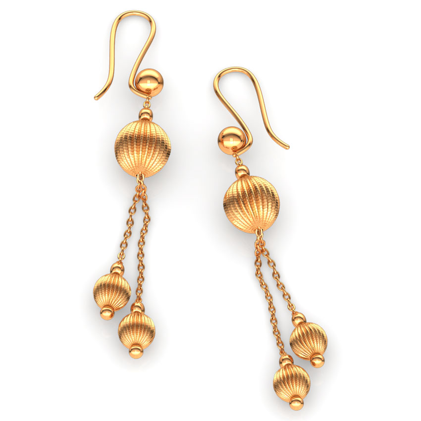 Dangling Beads Gold Drop Earrings