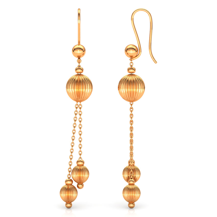 Dangling Beads Gold Drop Earrings