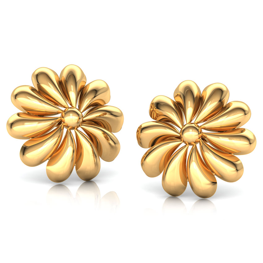 Pinwheel Petal Gold Stud Earrings