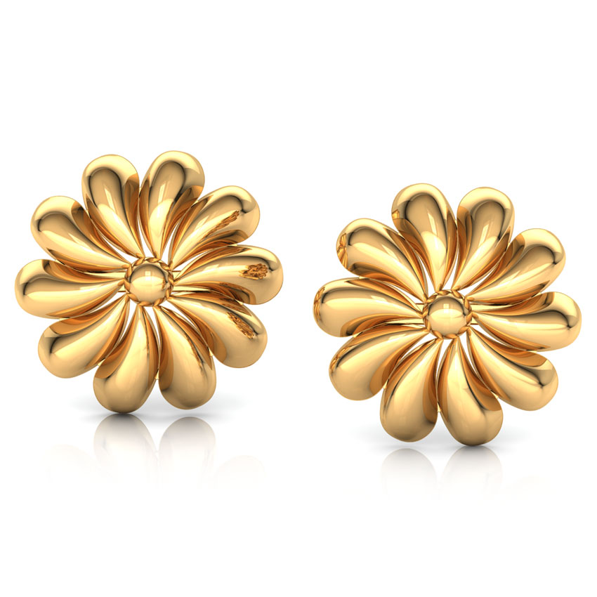 Pinwheel Petal Gold Stud Earrings