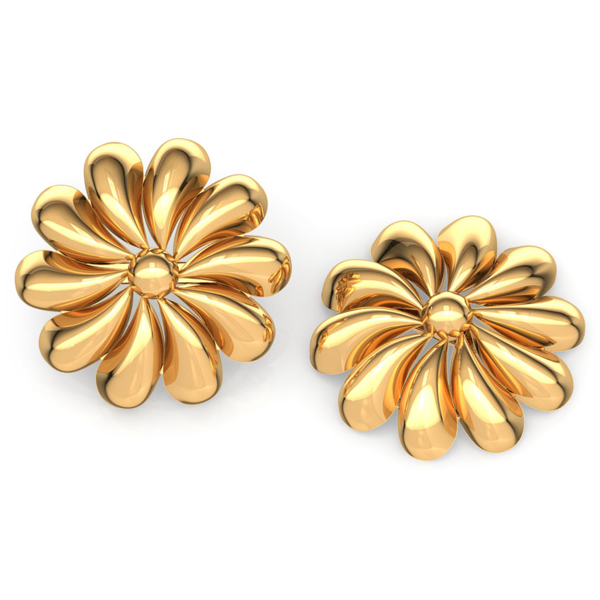 Pinwheel Petal Gold Stud Earrings