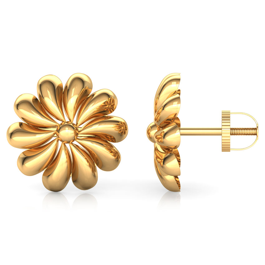 Pinwheel Petal Gold Stud Earrings