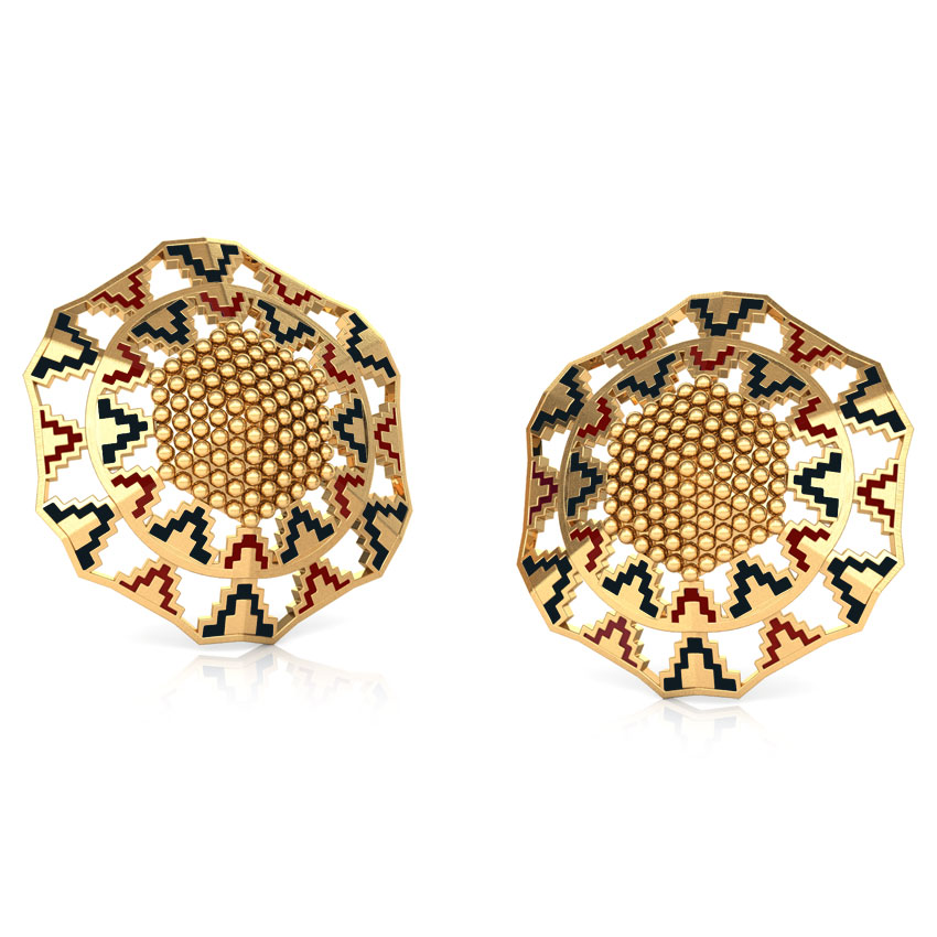 Grainy Hex Gold Stud Earrings