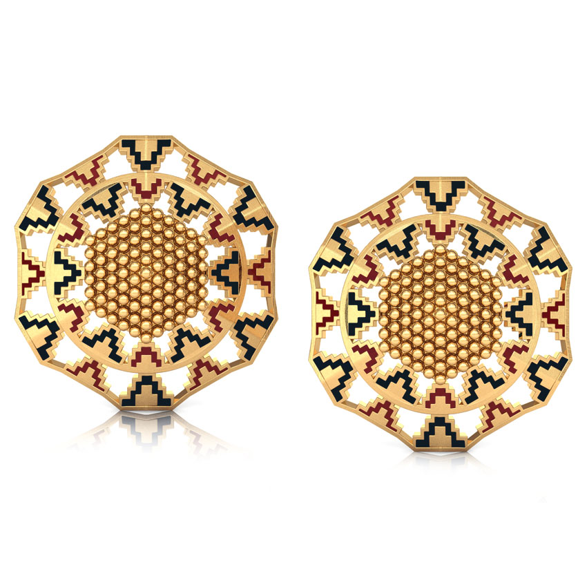 Grainy Hex Gold Stud Earrings