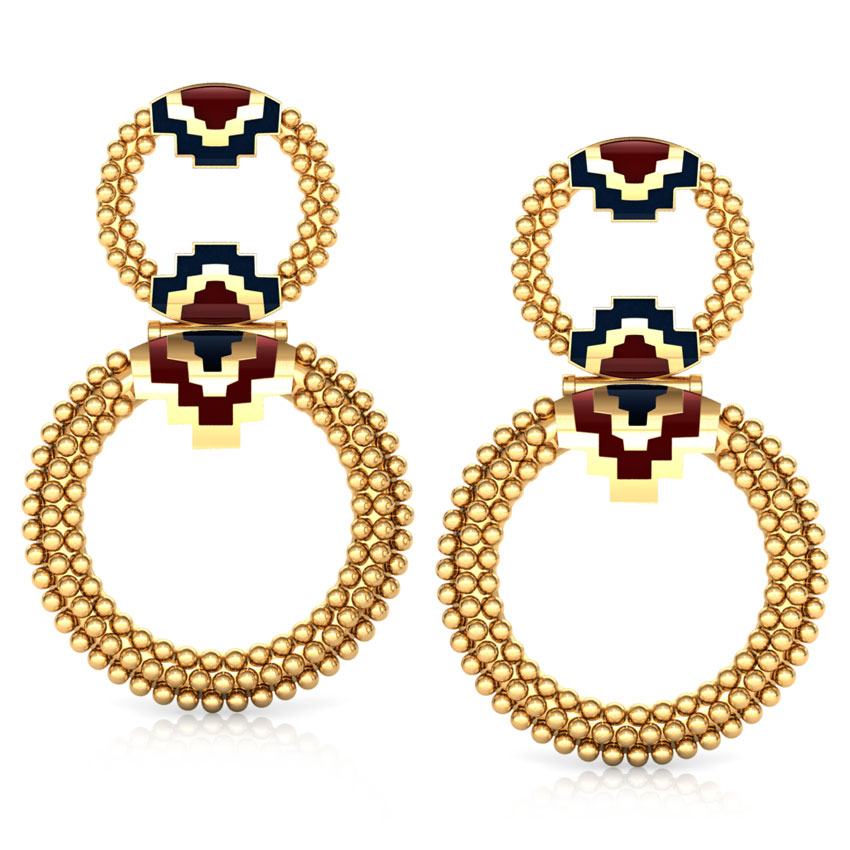 Interlinked Circle Gold Drop Earrings