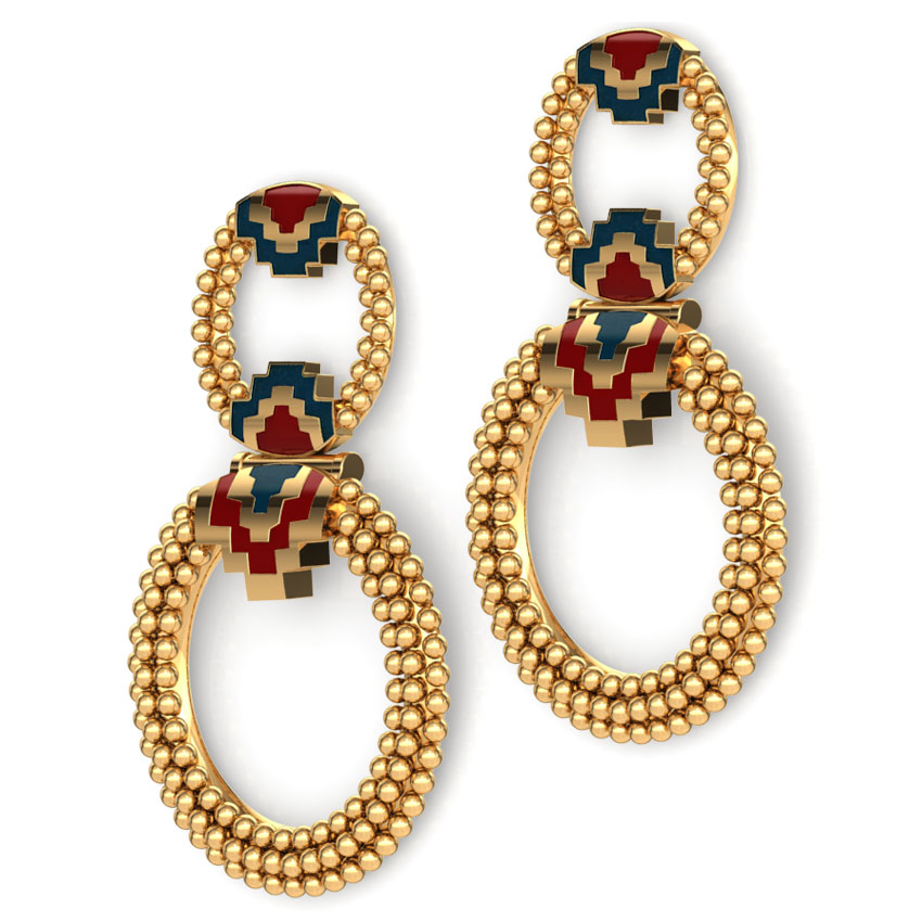 Interlinked Circle Gold Drop Earrings