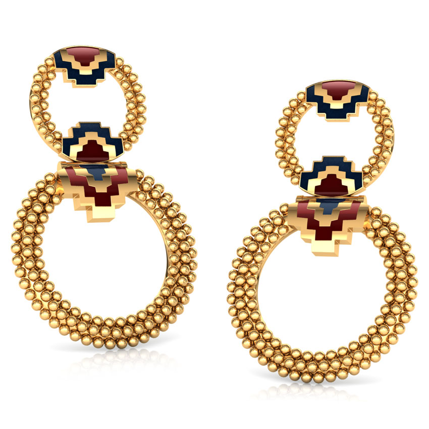 Interlinked Circle Gold Drop Earrings