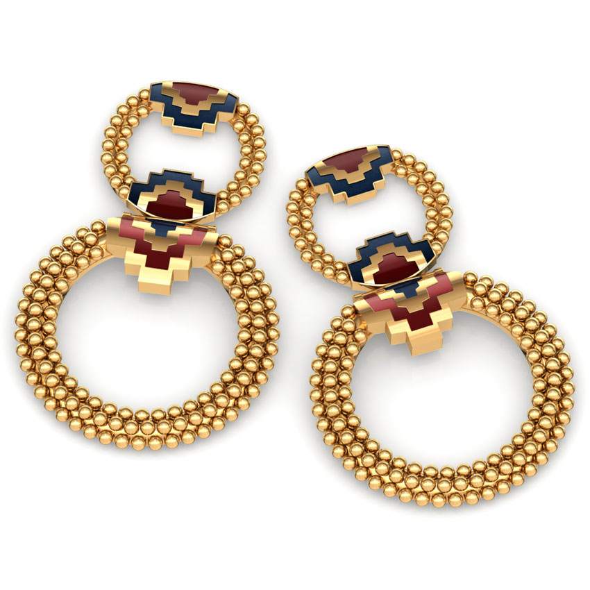 Interlinked Circle Gold Drop Earrings