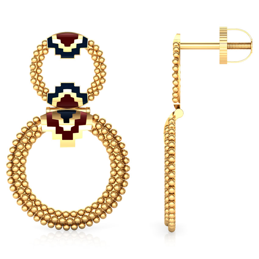 Interlinked Circle Gold Drop Earrings