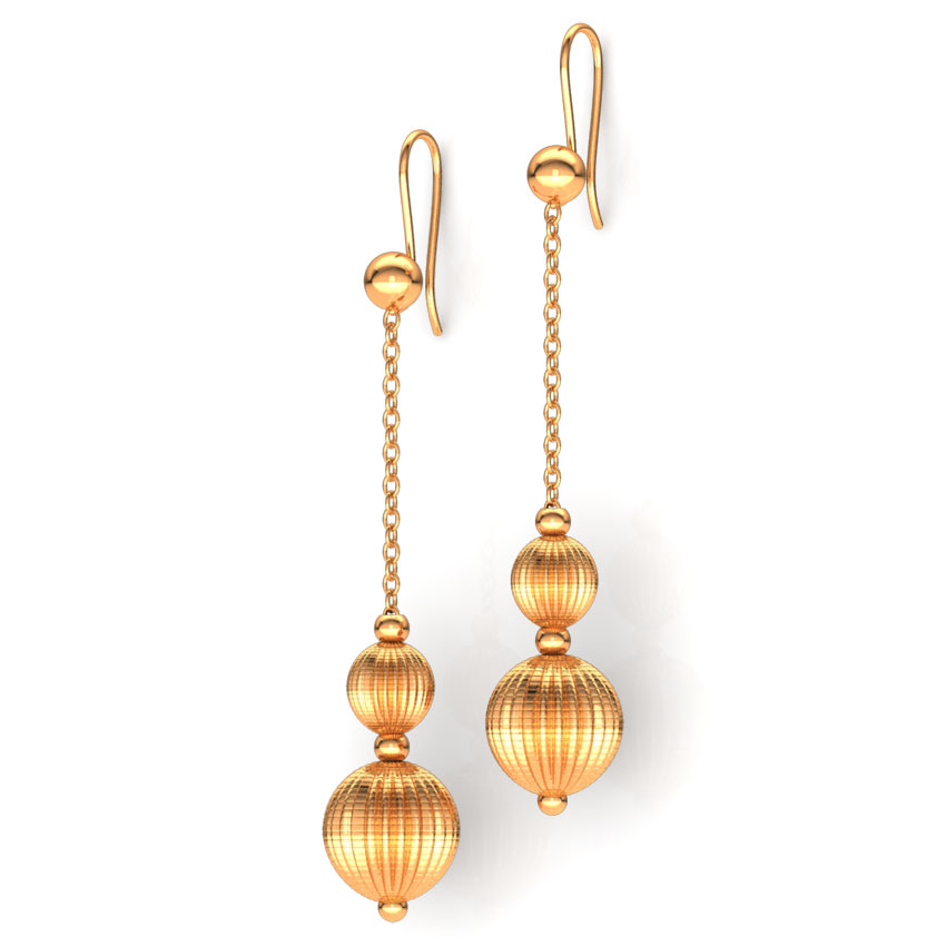 Sleek Beaded Gold Drop Earrings